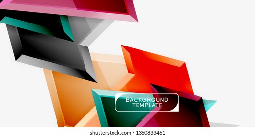 Minimal geometrical triangles with 3d effect abstract background template, vector modern minimal design