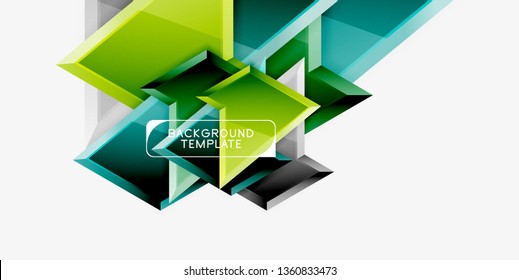 Minimal geometrical triangles with 3d effect abstract background template, vector modern minimal design