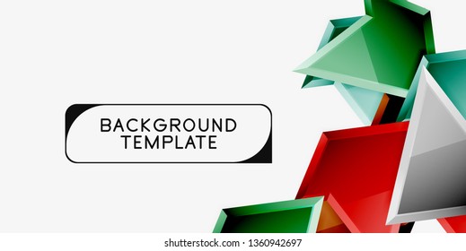 Minimal geometrical triangles with 3d effect abstract background template, vector modern minimal design