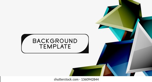 Minimal geometrical triangles with 3d effect abstract background template, vector modern minimal design