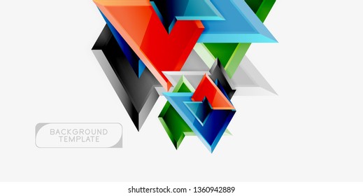 Minimal geometrical triangles with 3d effect abstract background template, vector modern minimal design
