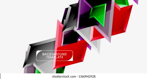 Minimal geometrical triangles with 3d effect abstract background template, vector modern minimal design