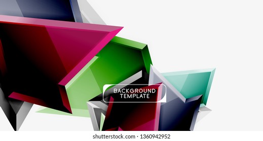 Minimal geometrical triangles with 3d effect abstract background template, vector modern minimal design