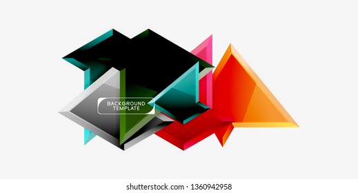 Triángulos geométricos mínimos con planilla de fondo abstracto de efecto 3d, diseño vectorial moderno mínimo