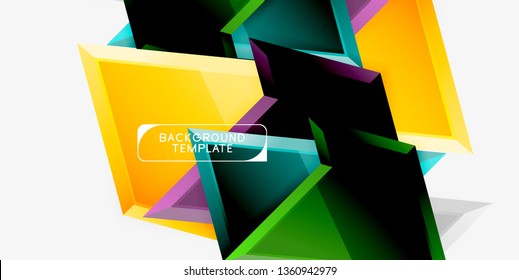 Minimal geometrical triangles with 3d effect abstract background template, vector modern minimal design