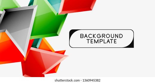 Minimal geometrical triangles with 3d effect abstract background template, vector modern minimal design