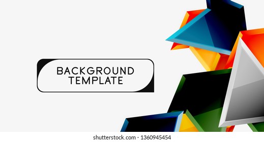Minimal geometrical triangles with 3d effect abstract background template, vector modern minimal design