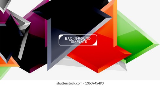 Minimal geometrical triangles with 3d effect abstract background template, vector modern minimal design