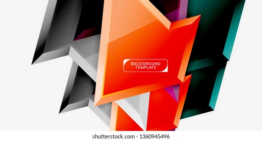 Minimal geometrical triangles with 3d effect abstract background template, vector modern minimal design