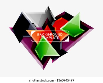 Minimal geometrical triangles with 3d effect abstract background template, vector modern minimal design