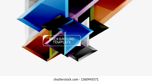 Minimal geometrical triangles with 3d effect abstract background template, vector modern minimal design