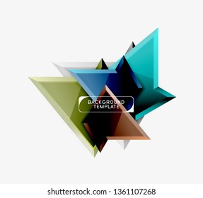 Triángulos geométricos mínimos con planilla de fondo abstracto de efecto 3d, diseño vectorial moderno mínimo