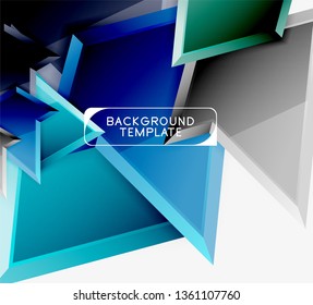 Minimal geometrical triangles with 3d effect abstract background template, vector modern minimal design