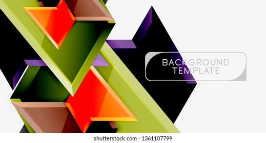 Triángulos geométricos mínimos con planilla de fondo abstracto de efecto 3d, diseño vectorial moderno mínimo