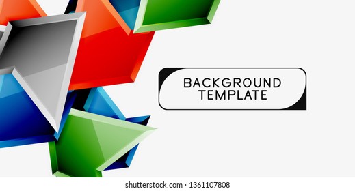Minimal geometrical triangles with 3d effect abstract background template, vector modern minimal design
