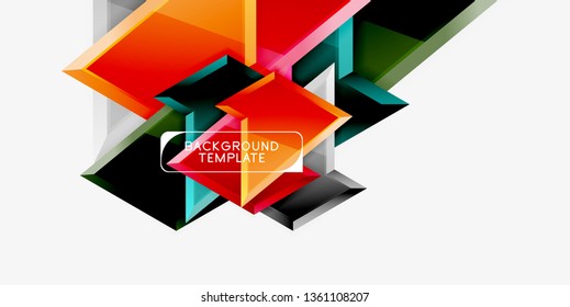 Minimal geometrical triangles with 3d effect abstract background template, vector modern minimal design