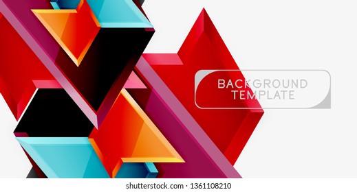 Minimal geometrical triangles with 3d effect abstract background template, vector modern minimal design