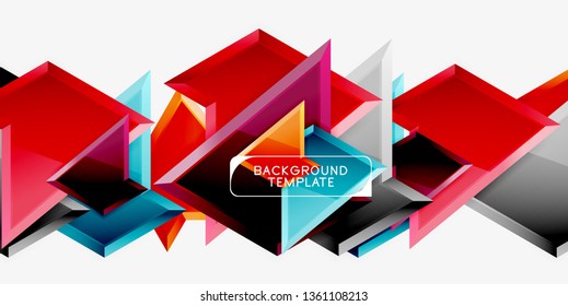 Minimal geometrical triangles with 3d effect abstract background template, vector modern minimal design