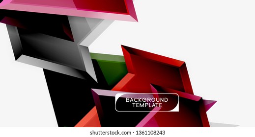 Minimal geometrical triangles with 3d effect abstract background template, vector modern minimal design