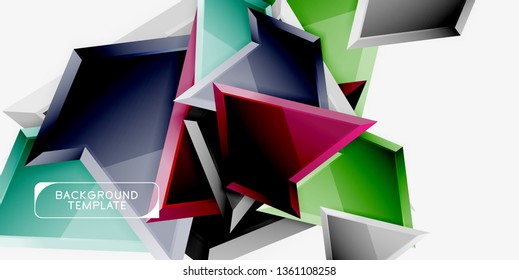 Triángulos geométricos mínimos con planilla de fondo abstracto de efecto 3d, diseño vectorial moderno mínimo