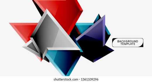 Minimal geometrical triangles with 3d effect abstract background template, vector modern minimal design