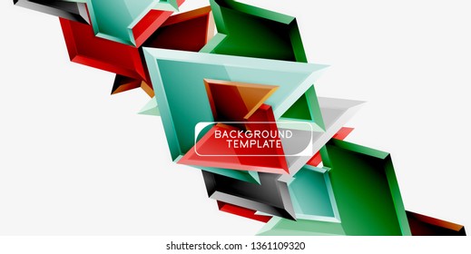 Minimal geometrical triangles with 3d effect abstract background template, vector modern minimal design