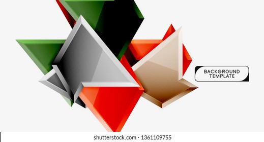 Minimal geometrical triangles with 3d effect abstract background template, vector modern minimal design
