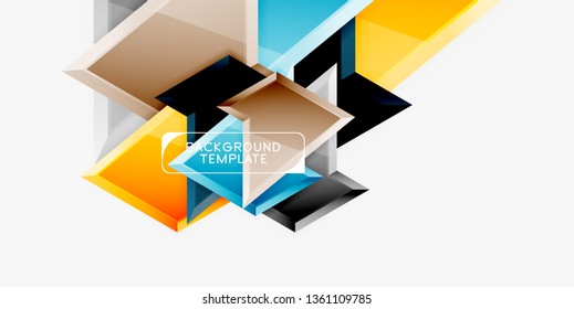 Minimal geometrical triangles with 3d effect abstract background template, vector modern minimal design