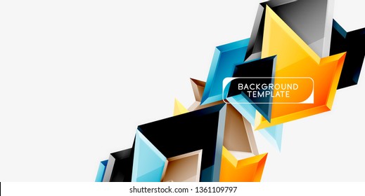 Minimal geometrical triangles with 3d effect abstract background template, vector modern minimal design