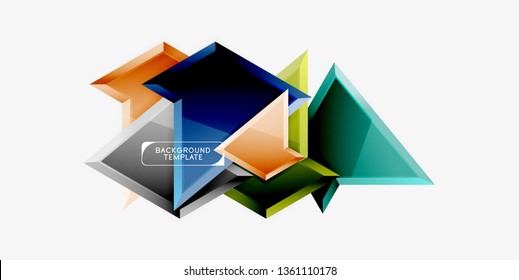 Triángulos geométricos mínimos con planilla de fondo abstracto de efecto 3d, diseño vectorial moderno mínimo