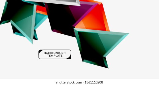 Minimal geometrical triangles with 3d effect abstract background template, vector modern minimal design