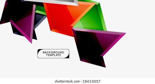 Minimal geometrical triangles with 3d effect abstract background template, vector modern minimal design