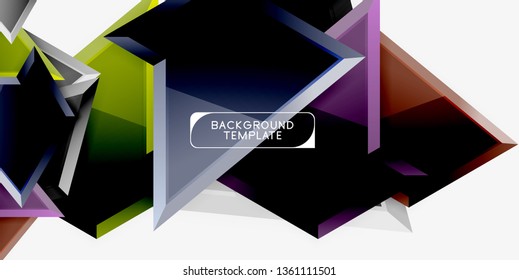Minimal geometrical triangles with 3d effect abstract background template, vector modern minimal design
