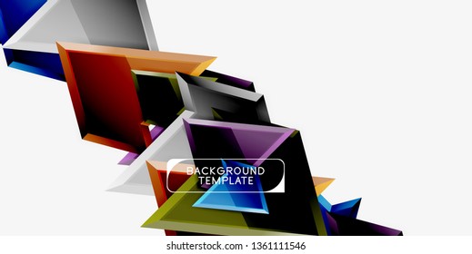 Triángulos geométricos mínimos con planilla de fondo abstracto de efecto 3d, diseño vectorial moderno mínimo