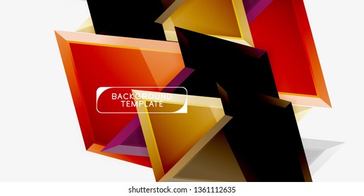 Minimal geometrical triangles with 3d effect abstract background template, vector modern minimal design