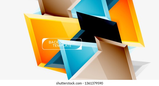 Minimal geometrical triangles with 3d effect abstract background template, vector modern minimal design