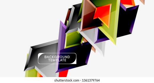 Minimal geometrical triangles with 3d effect abstract background template, vector modern minimal design