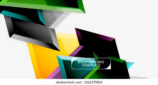 Triángulos geométricos mínimos con planilla de fondo abstracto de efecto 3d, diseño vectorial moderno mínimo