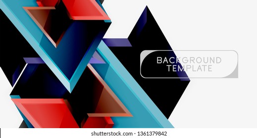 Minimal geometrical triangles with 3d effect abstract background template, vector modern minimal design