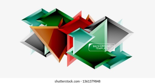 Minimal geometrical triangles with 3d effect abstract background template, vector modern minimal design