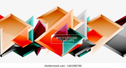 Minimal geometrical triangles with 3d effect abstract background template, vector modern minimal design
