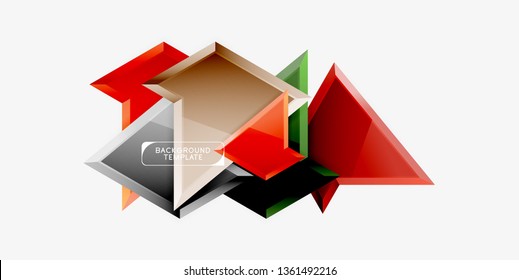 Triángulos geométricos mínimos con planilla de fondo abstracto de efecto 3d, diseño vectorial moderno mínimo