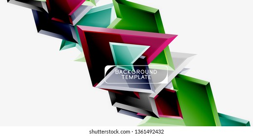 Minimal geometrical triangles with 3d effect abstract background template, vector modern minimal design