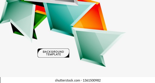 Minimal geometrical triangles with 3d effect abstract background template, vector modern minimal design