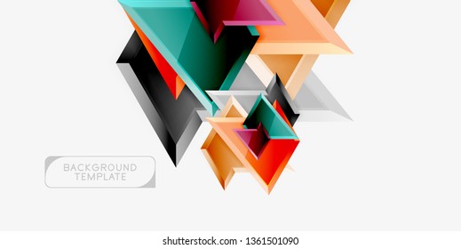 Minimal geometrical triangles with 3d effect abstract background template, vector modern minimal design