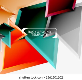Minimal geometrical triangles with 3d effect abstract background template, vector modern minimal design
