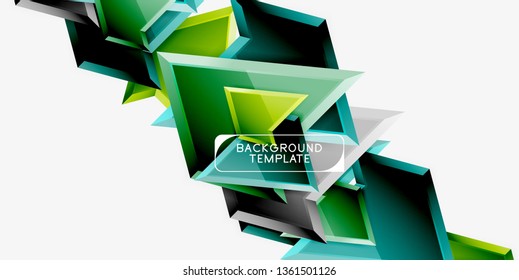Minimal geometrical triangles with 3d effect abstract background template, vector modern minimal design