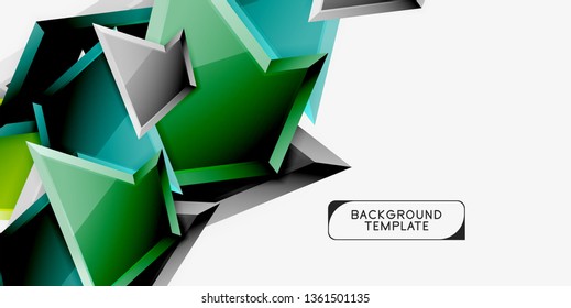 Minimal geometrical triangles with 3d effect abstract background template, vector modern minimal design