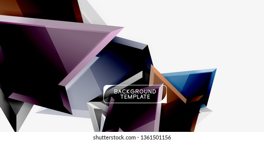 Triángulos geométricos mínimos con planilla de fondo abstracto de efecto 3d, diseño vectorial moderno mínimo