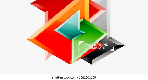 Minimal geometrical triangles with 3d effect abstract background template, vector modern minimal design